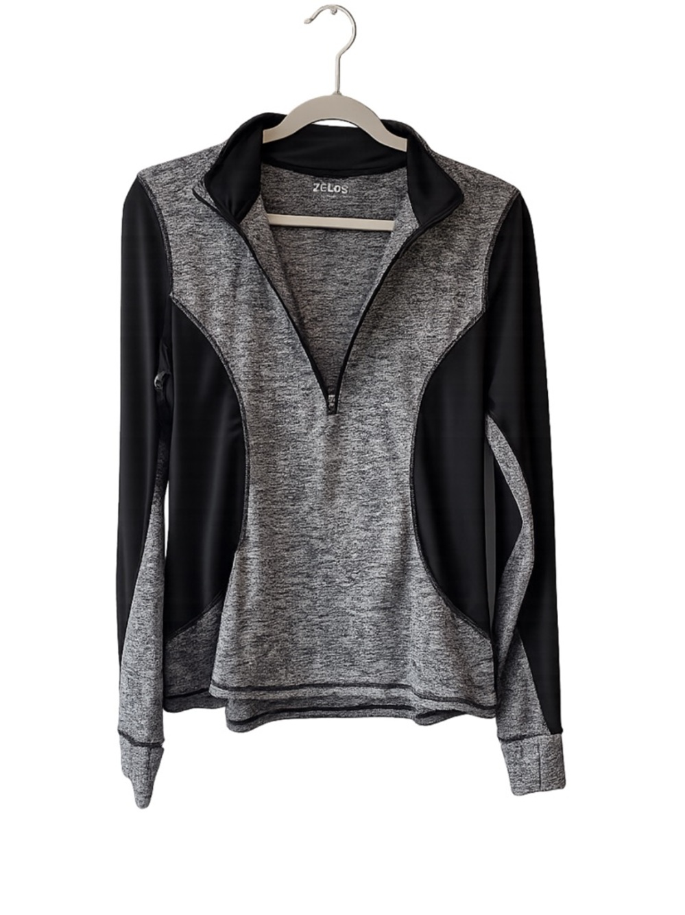 ZELOS Women's Dry Fit Quarter-Zip Athletic Pullover - Black/Gray - Size M